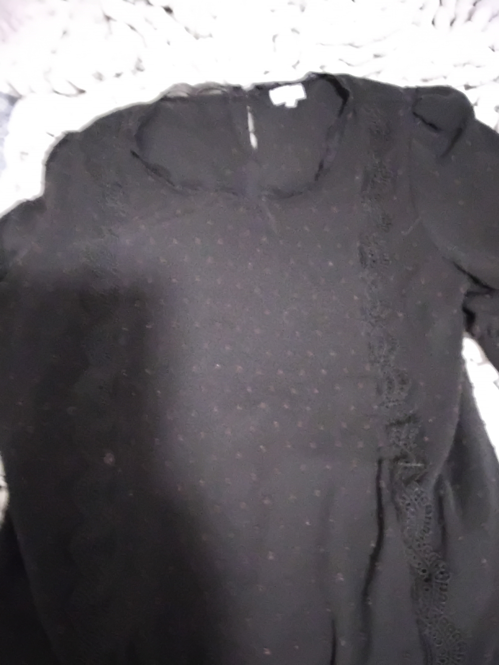 Women's Black Lace-Trim Pullover Top - Classic Lightweight Style